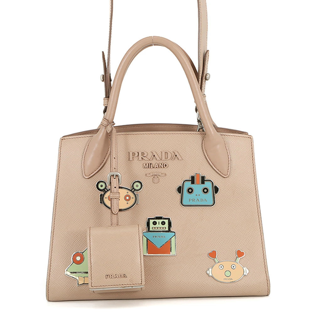 Prada handbag robot motif Saffiano leather bag